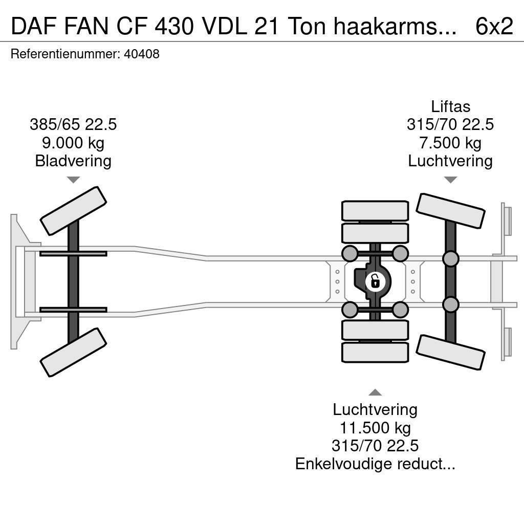 DAF FAN CF 430 VDL 21 Ton haakarmsysteem Vinçli kamyonlar