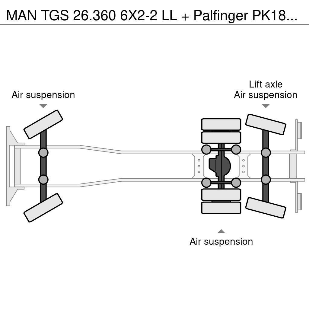 MAN TGS 26.360 6X2-2 LL + Palfinger PK18001 LA Flatbed kamyonlar