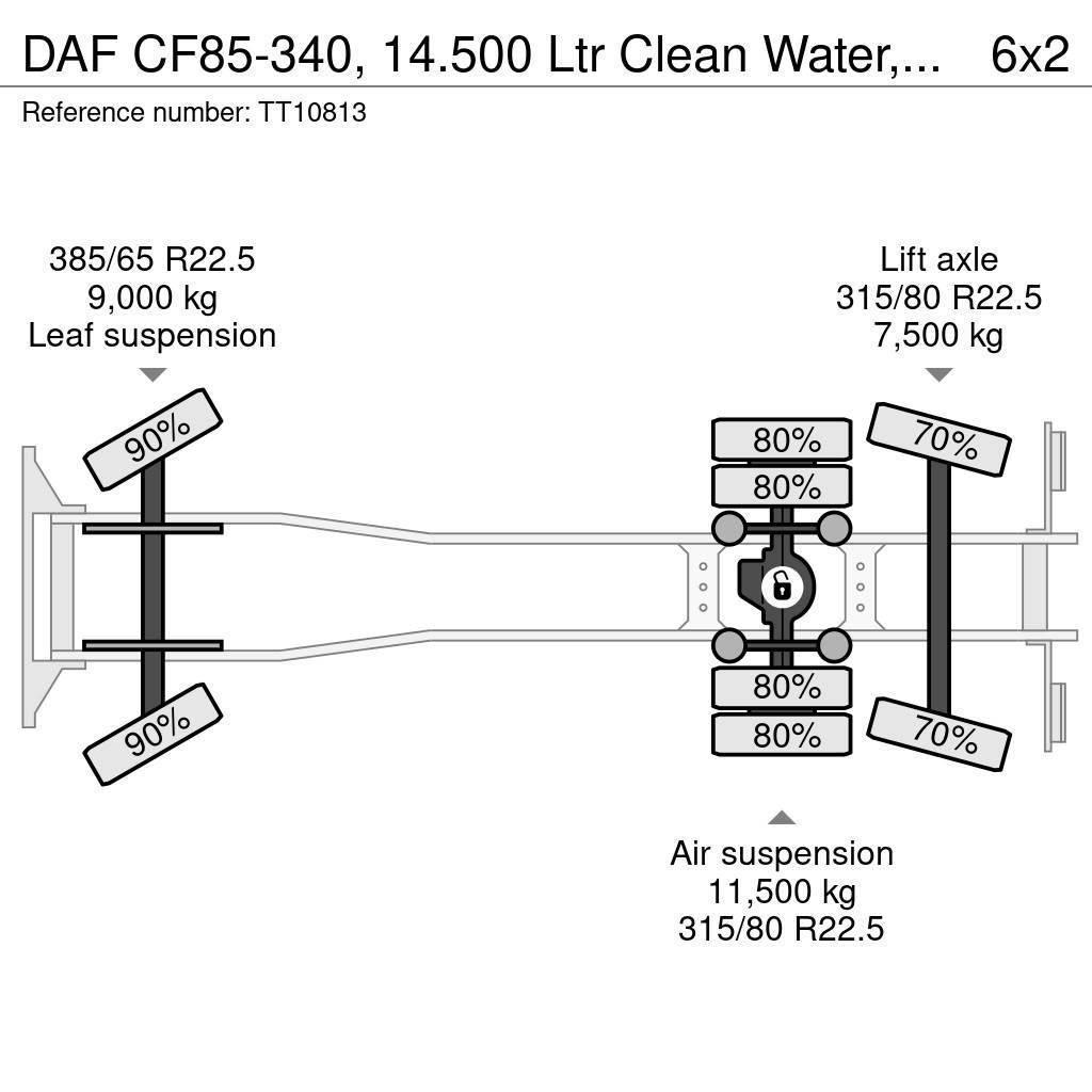 DAF CF85-340, 14.500 Ltr Clean Water, High-Pressure, E Tankerli kamyonlar