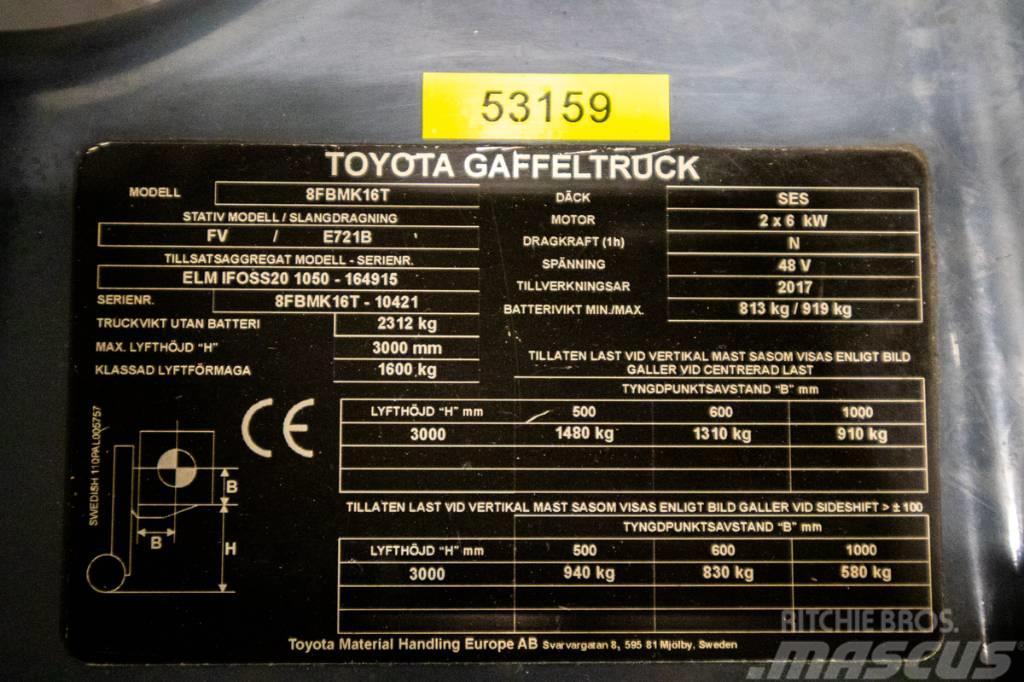 Toyota 8FBMK16T, PRISSÄNKT, motviktstruck m låga timmar Elektrikli forkliftler