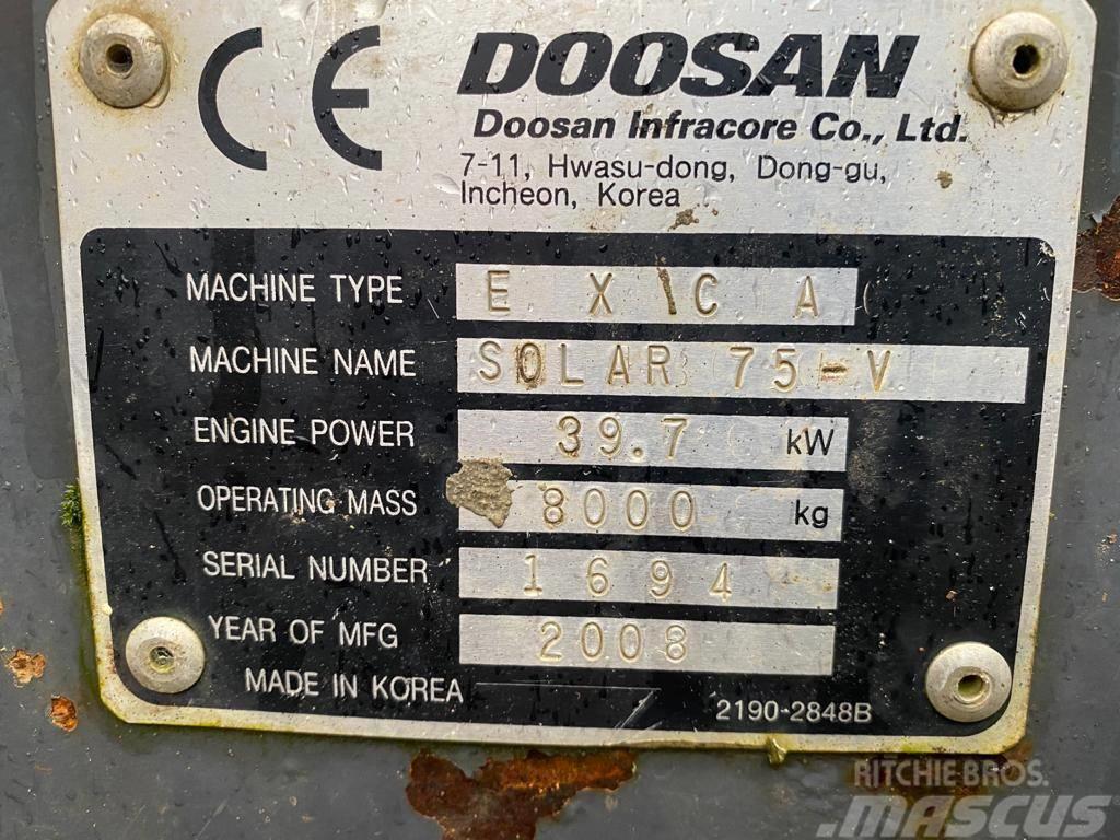 Doosan Solar 75V Minibagger / 8to Long Reach Bagger Midi ekskavatörler 7 - 12 t