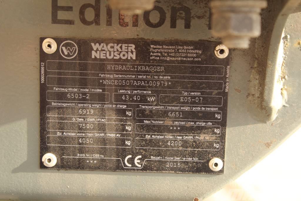 Wacker Neuson 6503 / Engcon, 5 työlaitetta, Rasvari, Lämmitin Lastik tekerli ekskavatörler