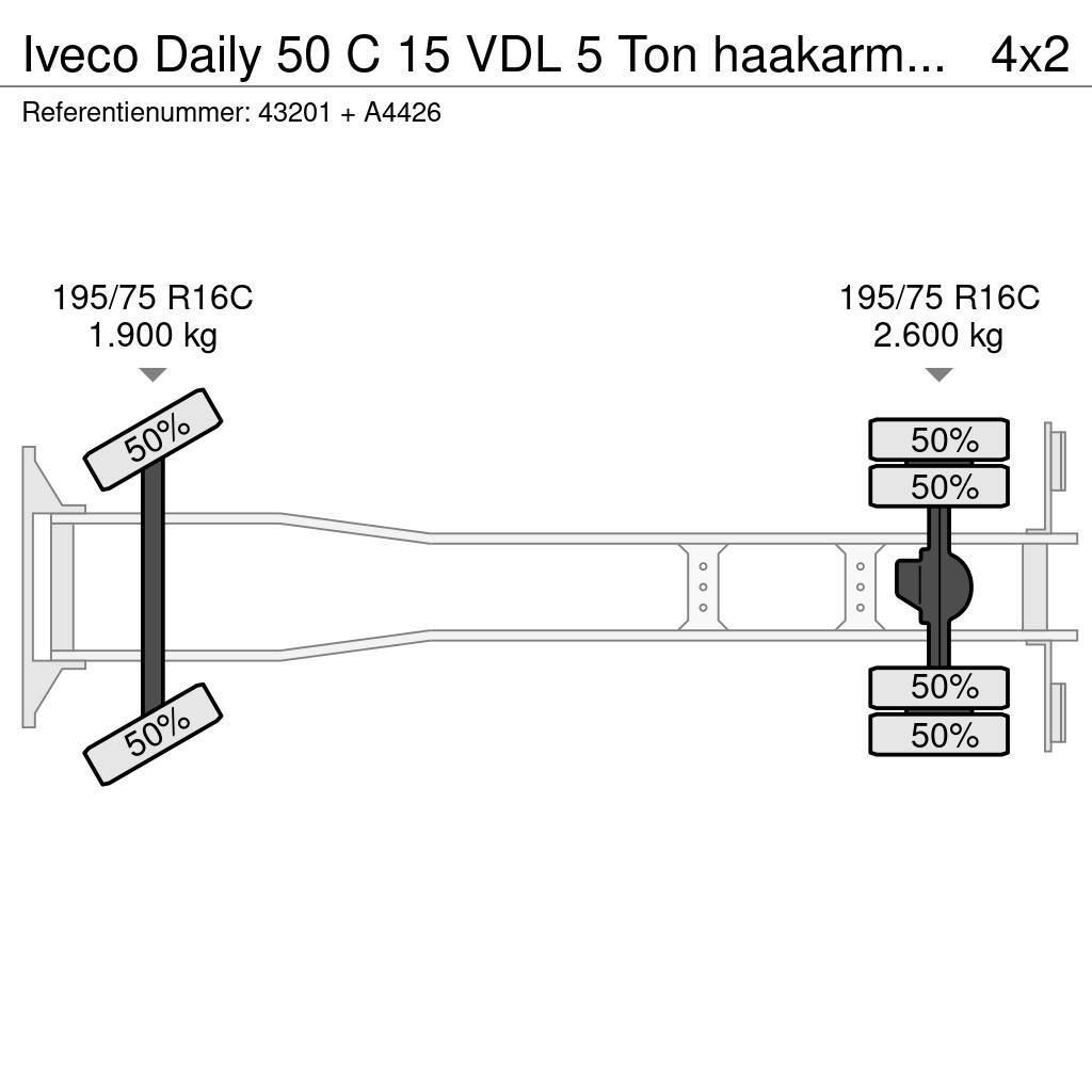 Iveco Daily 50 C 15 VDL 5 Ton haakarmsysteem + laadbak Vinçli kamyonlar