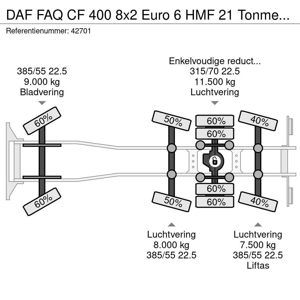 DAF FAQ CF 400 8x2 Euro 6 HMF 21 Tonmeter laadkraan Vinçli kamyonlar