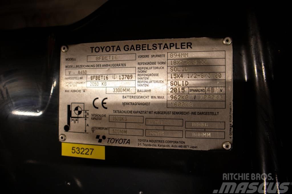 Toyota 8 FB ET 16, smidig 1,6 tons motviktstruck Elektrikli forkliftler
