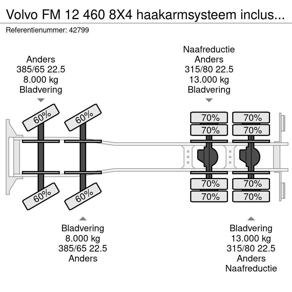 Volvo FM 12 460 8X4 haakarmsysteem inclusief container m Vinçli kamyonlar