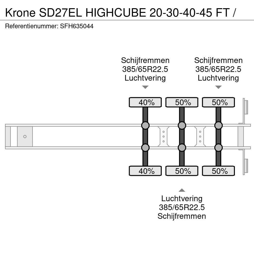Krone SD27EL HIGHCUBE 20-30-40-45 FT / Konteyner yari çekiciler