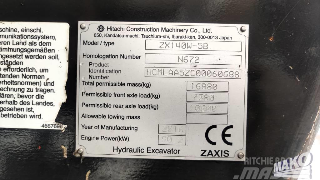 Hitachi ZX 140 Lastik tekerli ekskavatörler