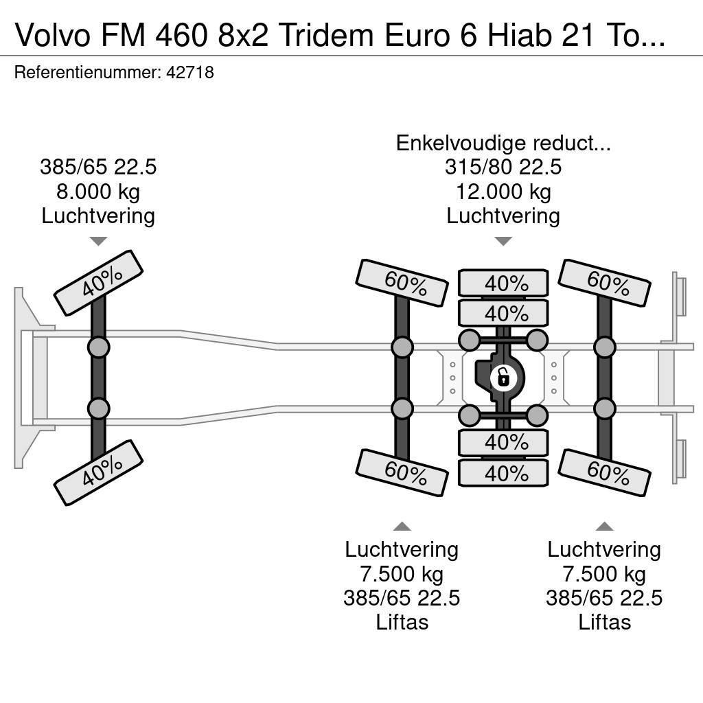 Volvo FM 460 8x2 Tridem Euro 6 Hiab 21 Tonmeter laadkraa Vinçli kamyonlar