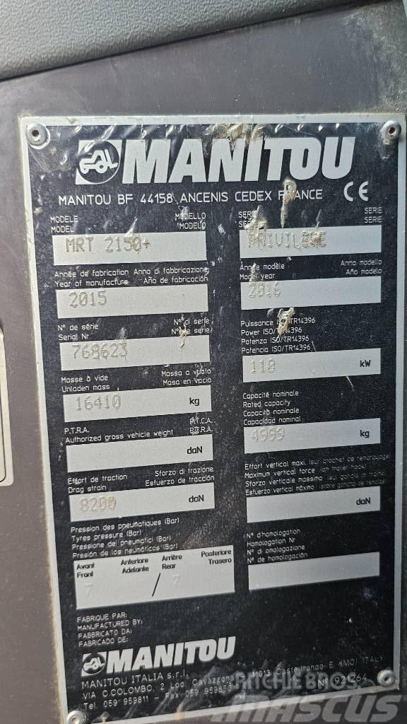 Manitou MRT 2150 Plus Privilege Teleskopik yükleyiciler