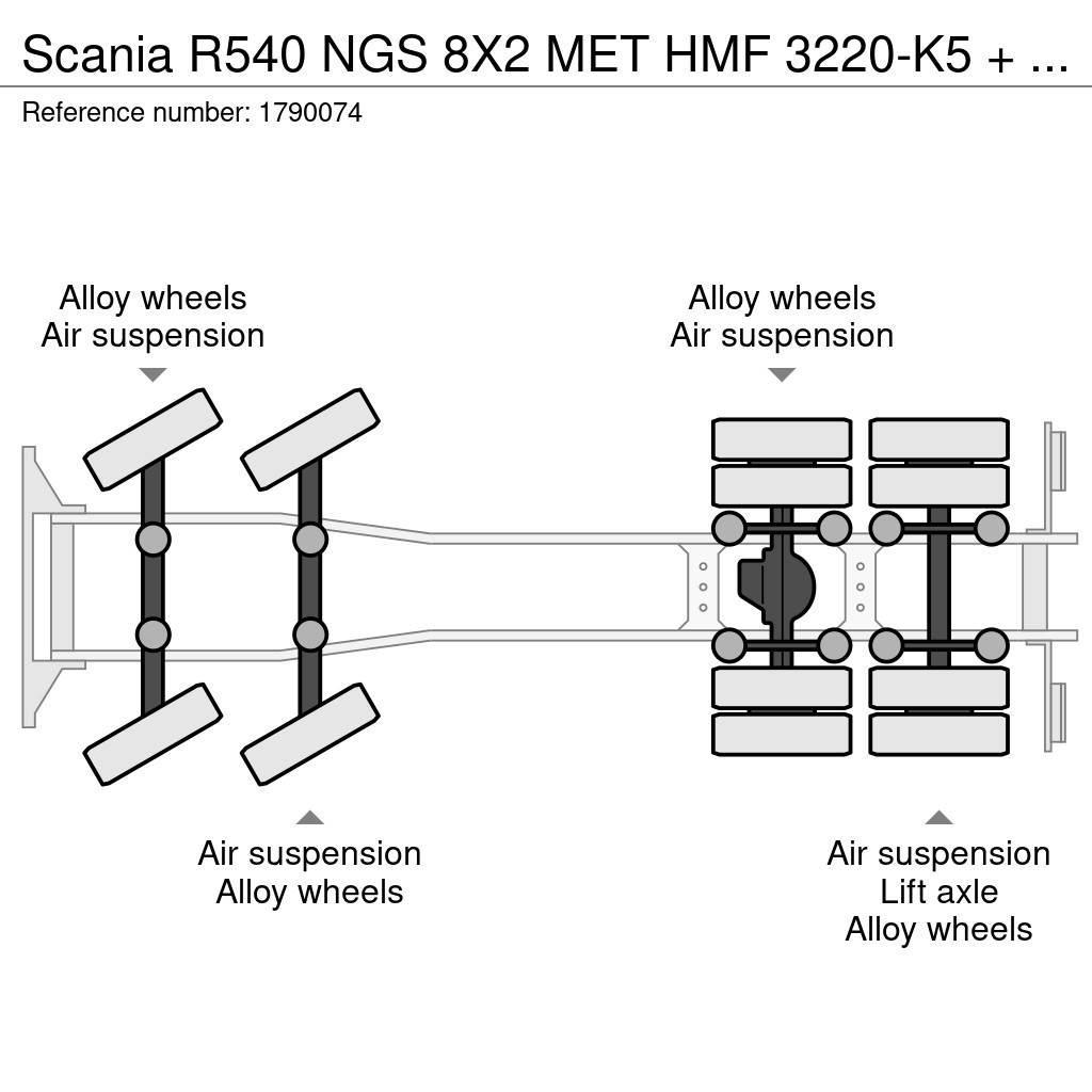 Scania R540 NGS 8X2 MET HMF 3220-K5 + JIB FJ1000-K4 KRAAN Araç üzeri vinçler