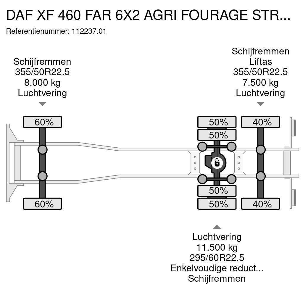 DAF XF 460 FAR 6X2 AGRI FOURAGE STRO MASCHINEN MACHINE Flatbed kamyonlar