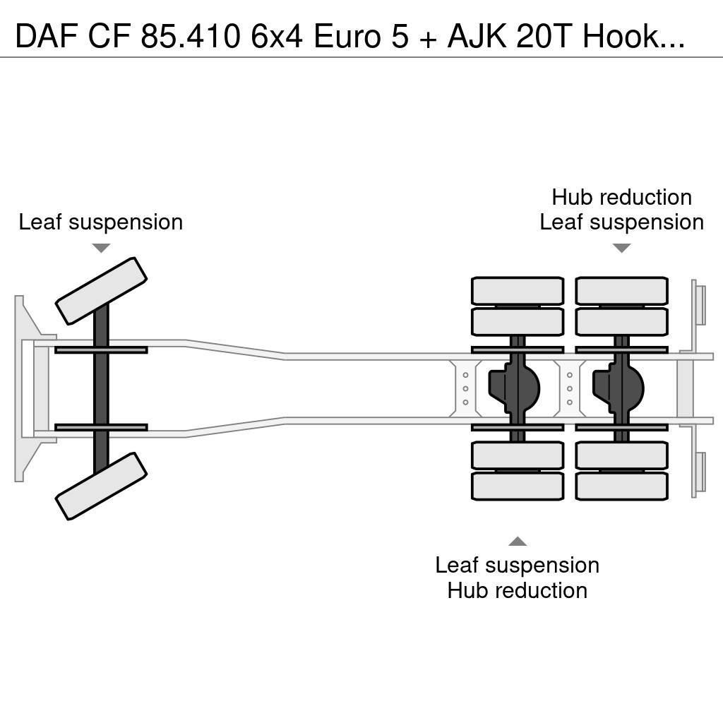 DAF CF 85.410 6x4 Euro 5 + AJK 20T Hooksystem Vinçli kamyonlar
