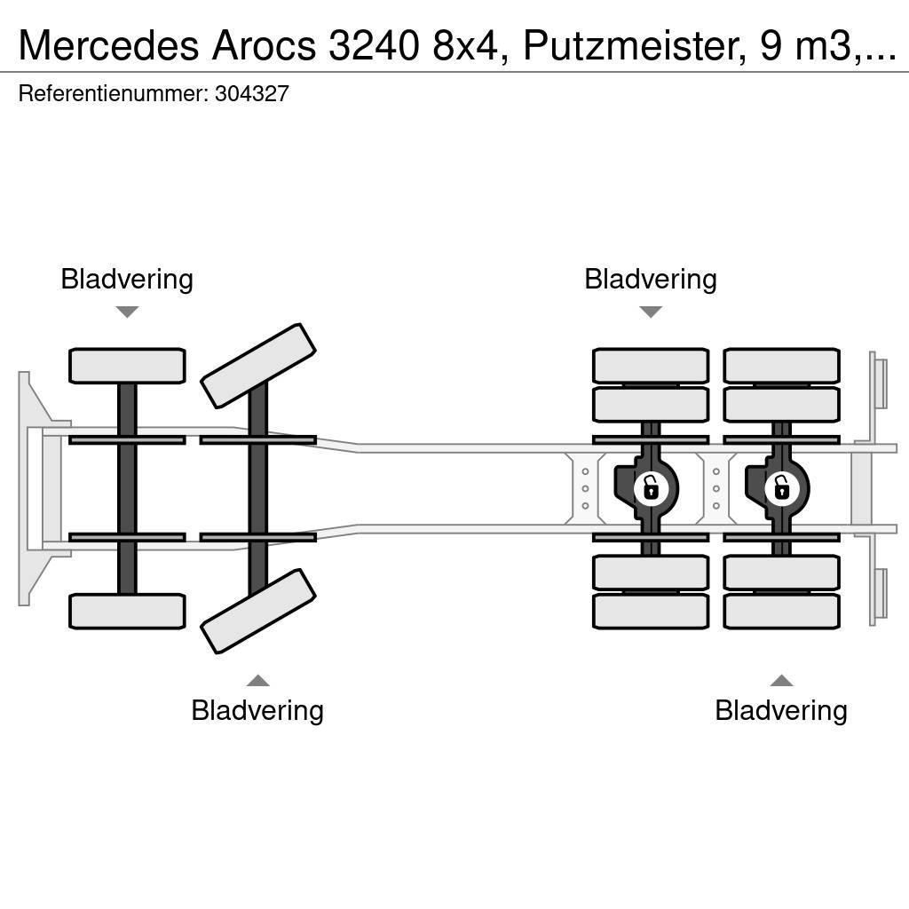 Mercedes-Benz Arocs 3240 8x4, Putzmeister, 9 m3, EURO 6 Transmikserler