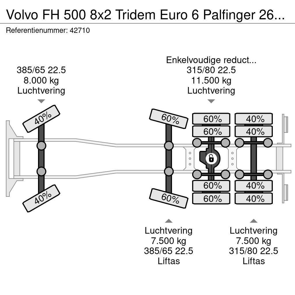 Volvo FH 500 8x2 Tridem Euro 6 Palfinger 26 Ton haakarms Vinçli kamyonlar