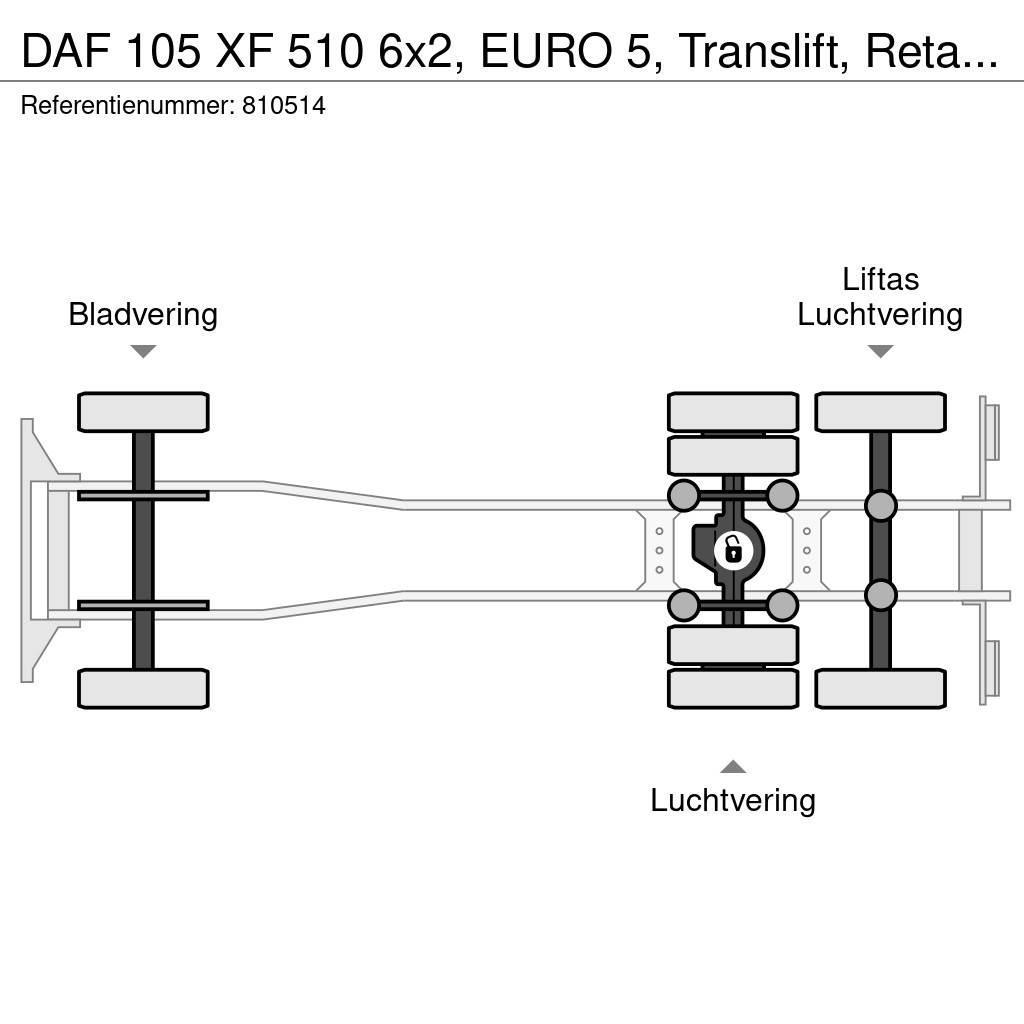 DAF 105 XF 510 6x2, EURO 5, Translift, Retarder, Manua Vinçli kamyonlar