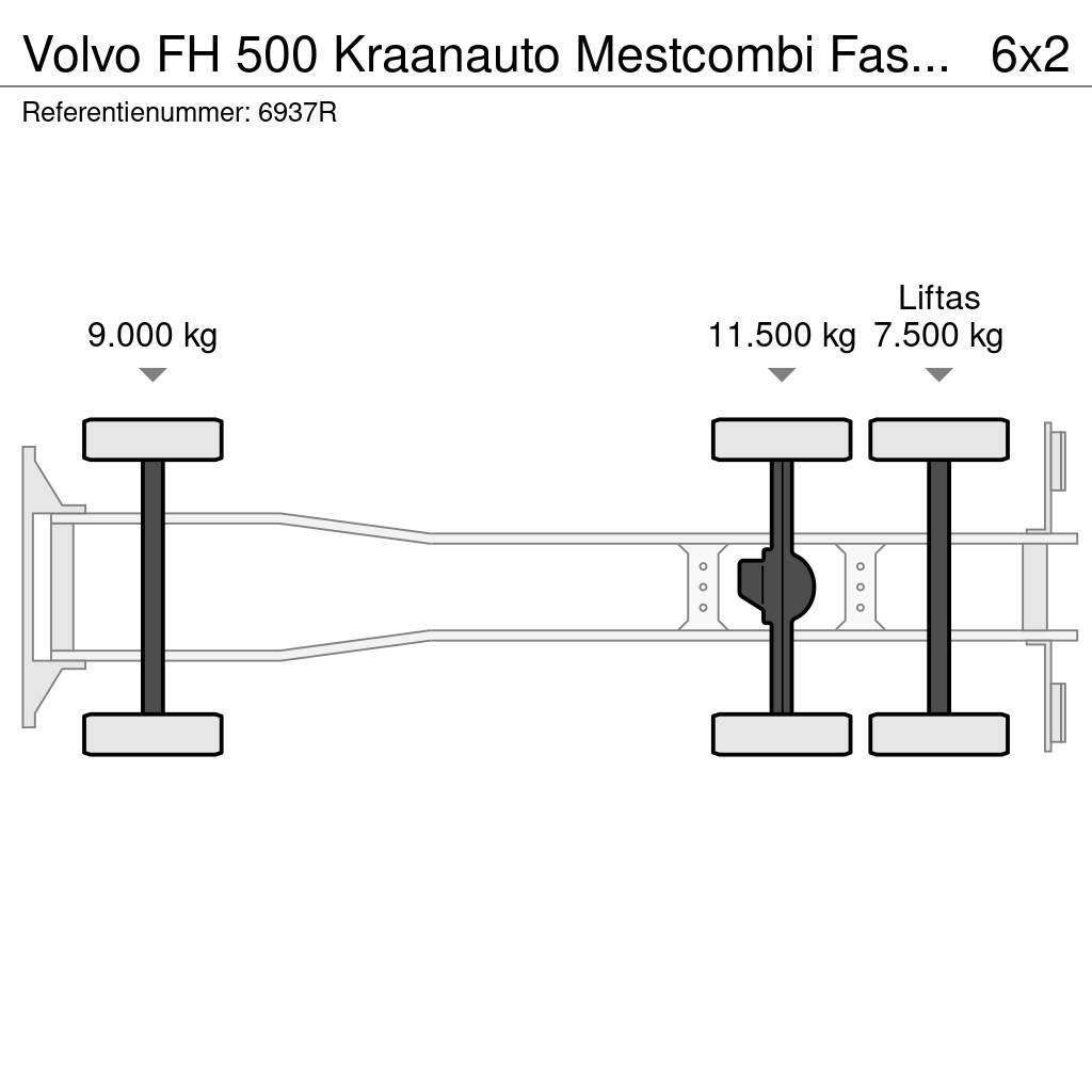 Volvo FH 500 Kraanauto Mestcombi Fassi Crane+Aanhanger 2 Flatbed kamyonlar