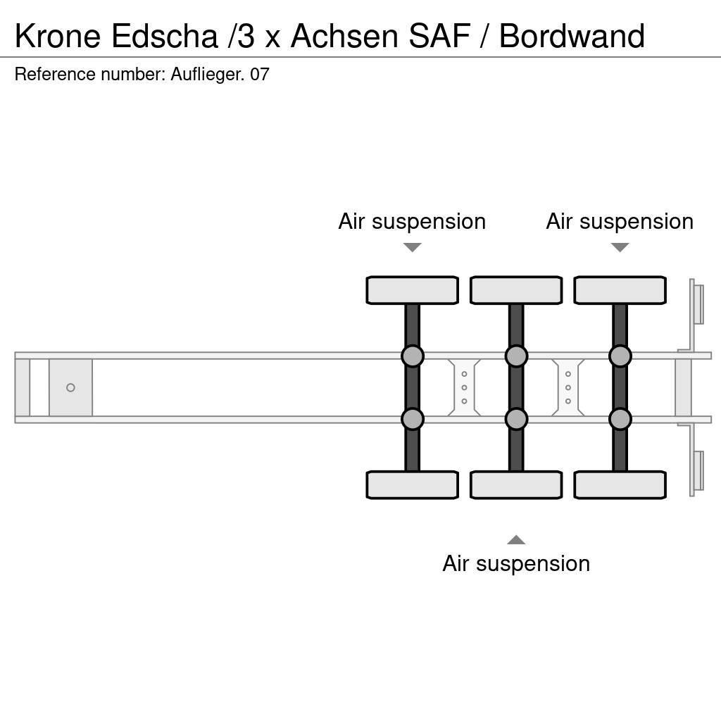 Krone Edscha /3 x Achsen SAF / Bordwand Perdeli yari çekiciler