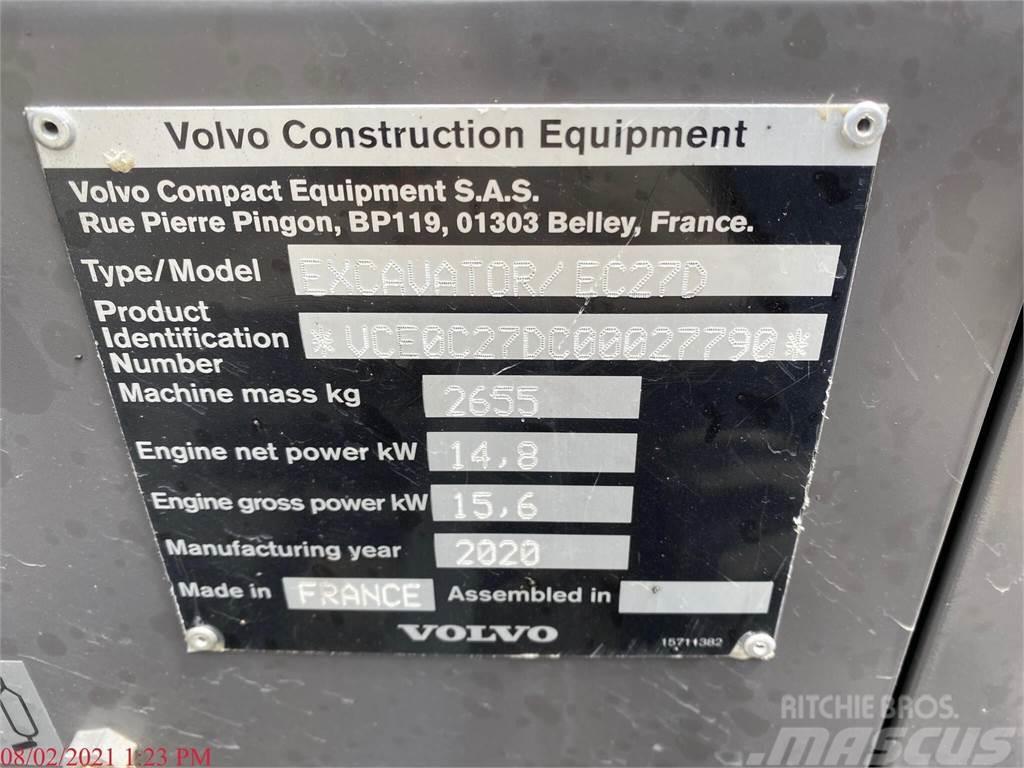 Volvo EC27D Mini ekskavatörler, 7 tona dek