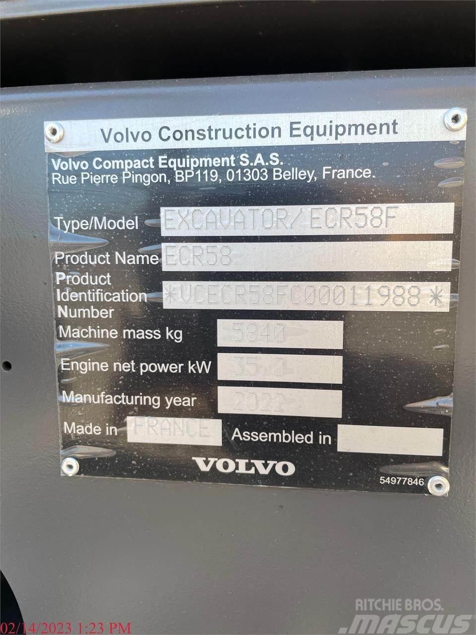 Volvo ECR58F Paletli ekskavatörler
