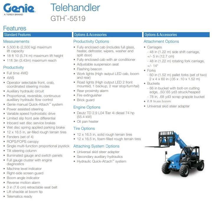 Genie GTH-5519 Teleskopik yükleyiciler