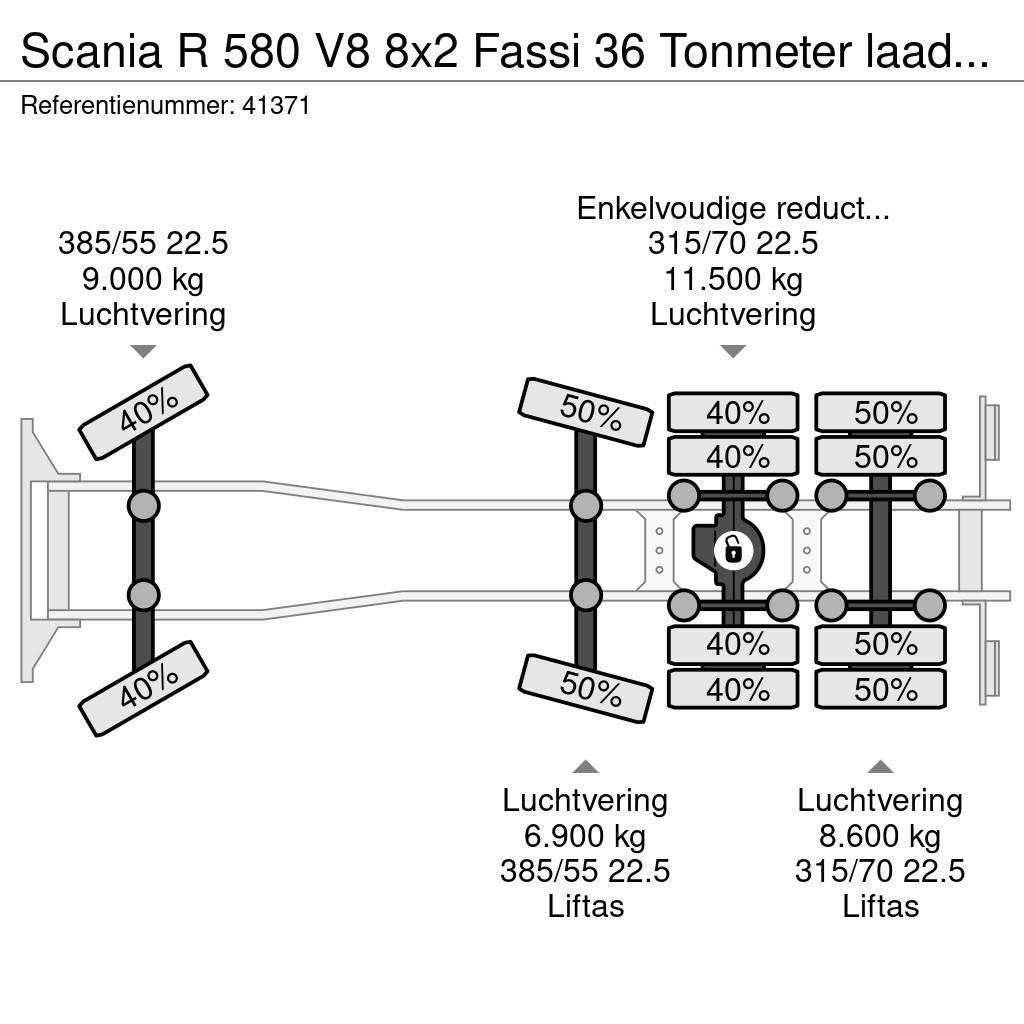 Scania R 580 V8 8x2 Fassi 36 Tonmeter laadkraan + Fly jib Yol-Arazi Tipi Vinçler (AT)