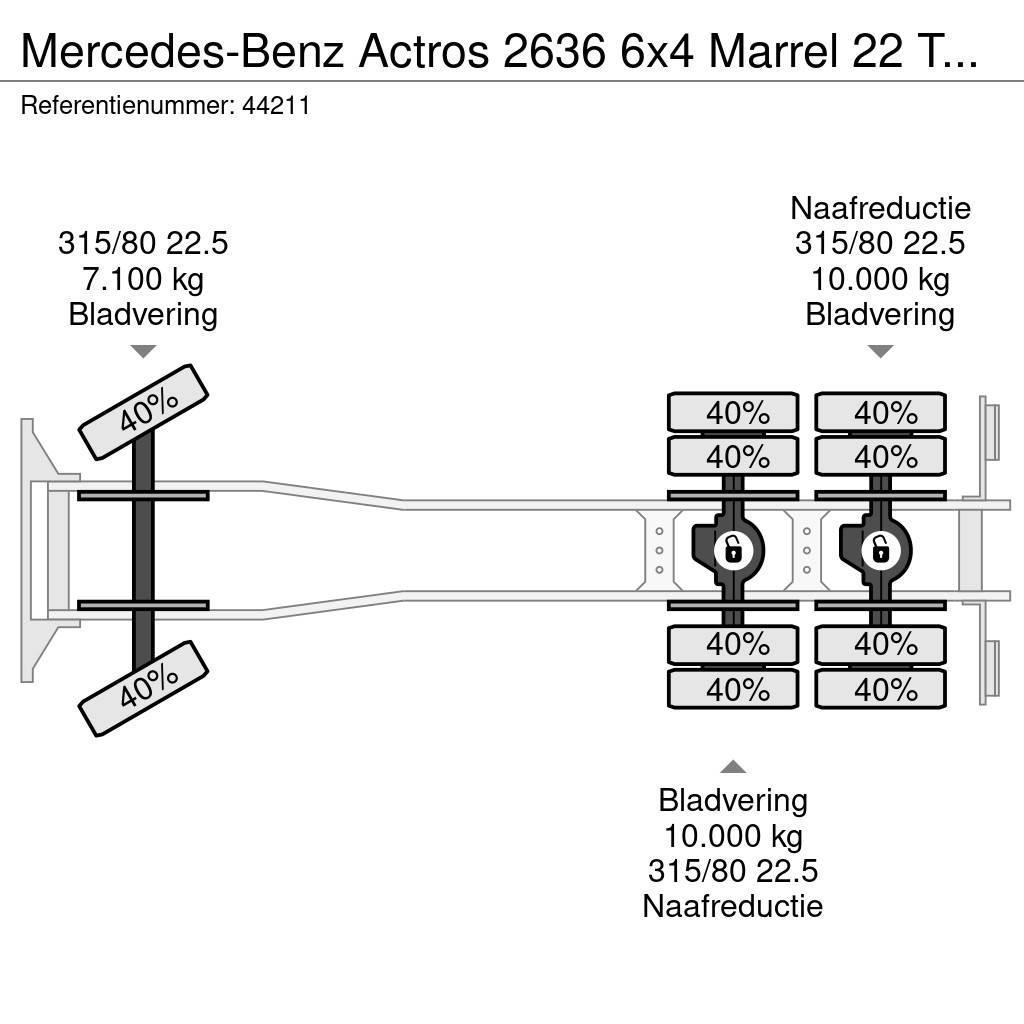Mercedes-Benz Actros 2636 6x4 Marrel 22 Ton haakarmsysteem Manua Vinçli kamyonlar