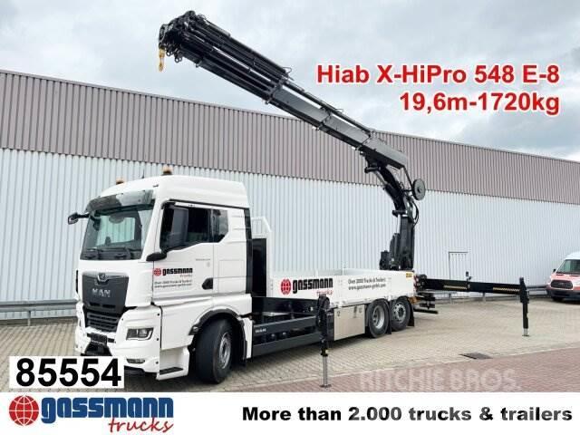 MAN TGX 26.510 6x2-4 LL, Heckkran Hiab X-HiPro 548 Flatbed kamyonlar