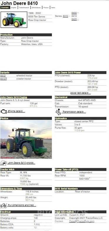 John Deere 8410 Traktörler