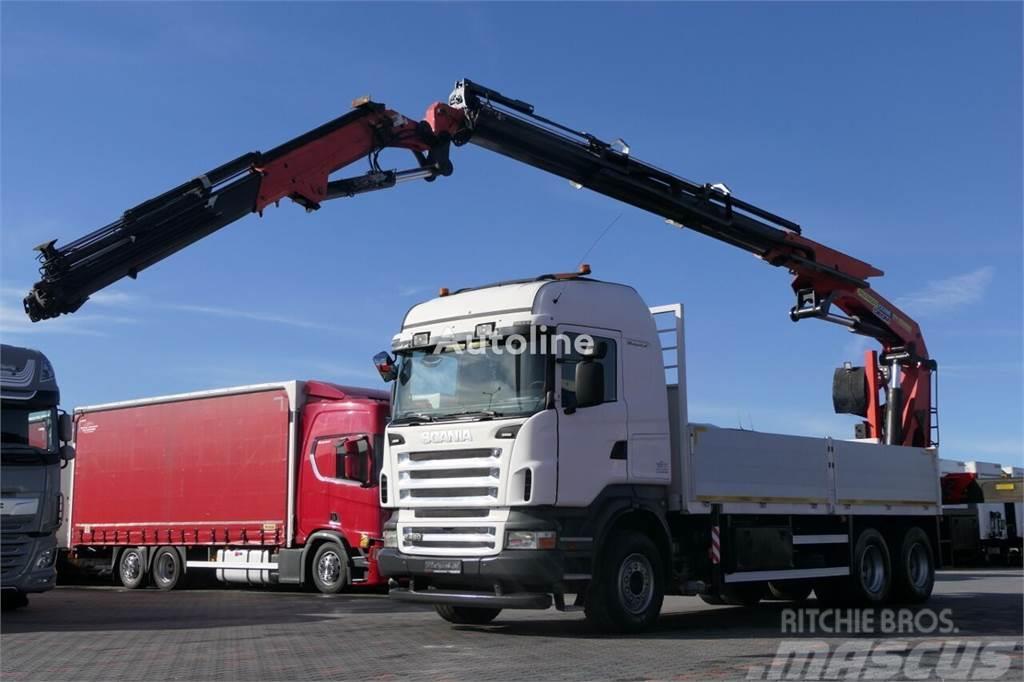 Scania R 480 6X4 Flatbed + crane Palfinger PK40002 + JIB Araç tasiyicilar