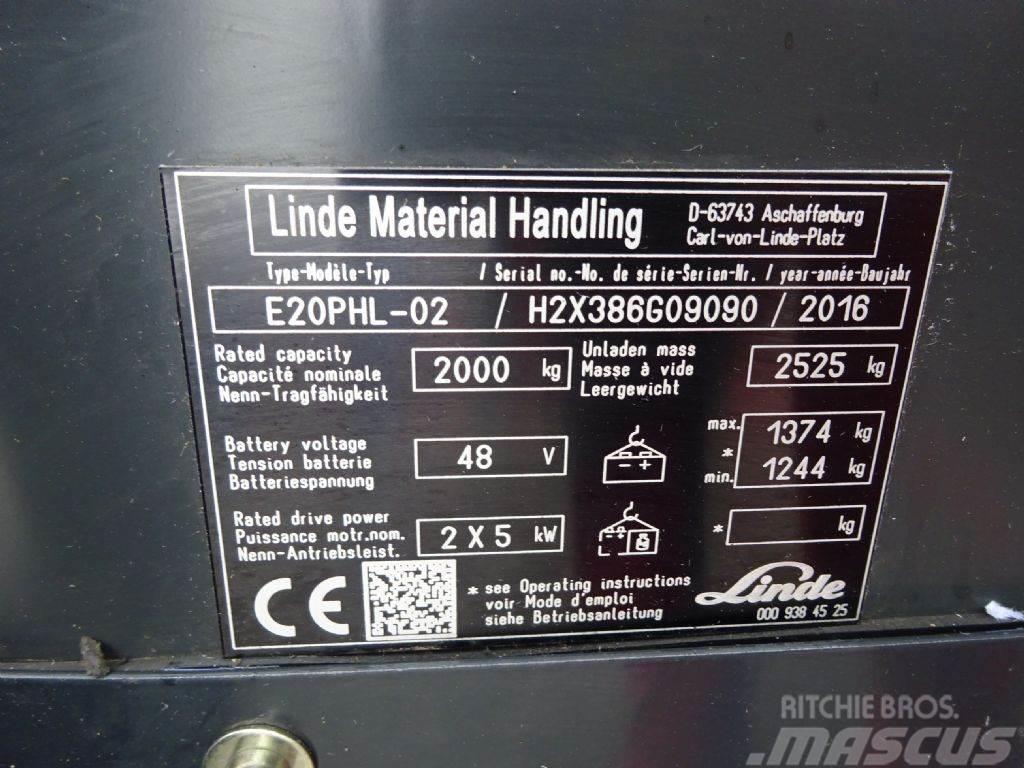 Linde E20PHL-02-386 EVO Elektrikli forkliftler