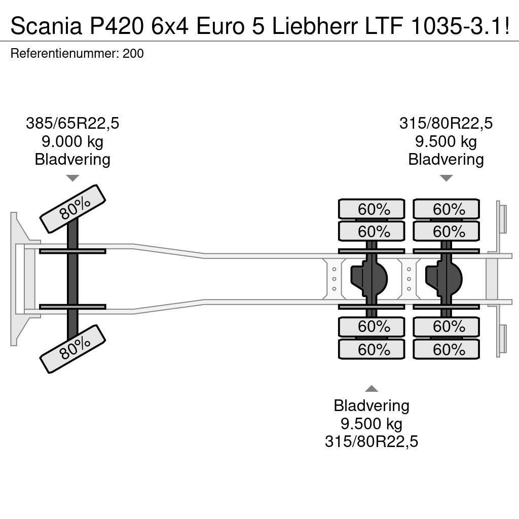 Scania P420 6x4 Euro 5 Liebherr LTF 1035-3.1! Yol-Arazi Tipi Vinçler (AT)