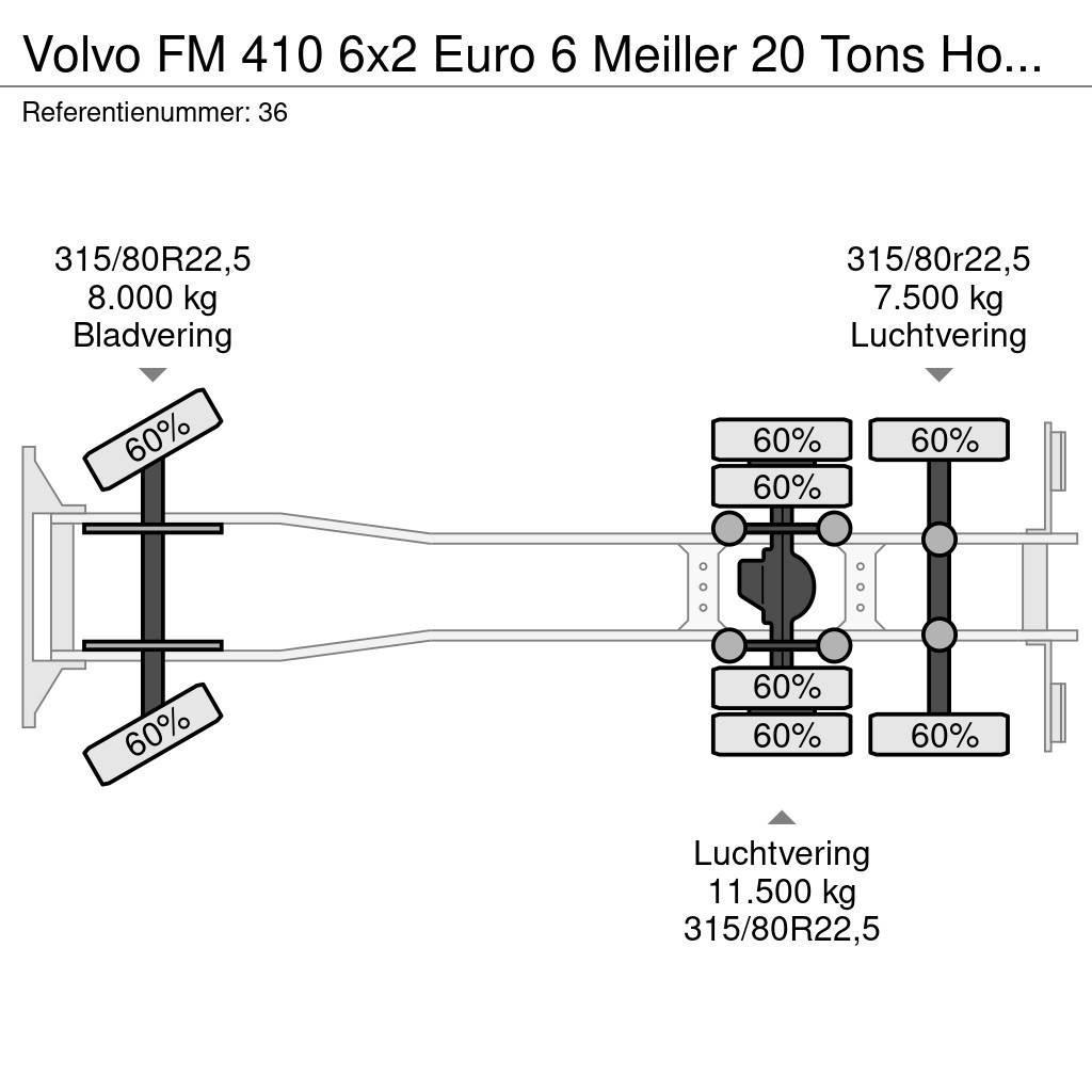 Volvo FM 410 6x2 Euro 6 Meiller 20 Tons Hooklift German Vinçli kamyonlar