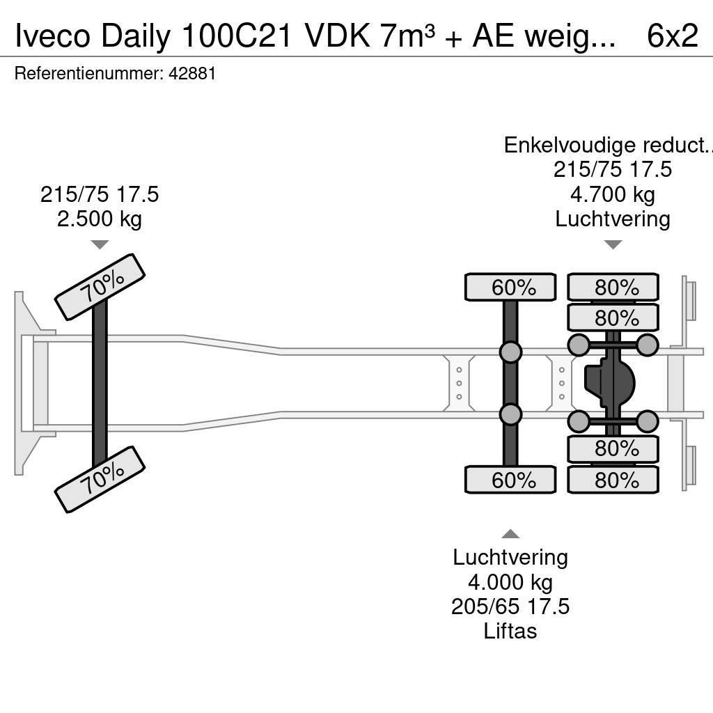 Iveco Daily 100C21 VDK 7m³ + AE weighing systeem Atik kamyonlari