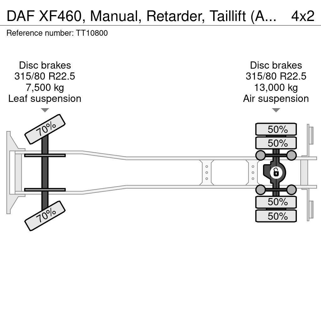 DAF XF460, Manual, Retarder, Taillift (Auffahrrampe, R Flatbed kamyonlar