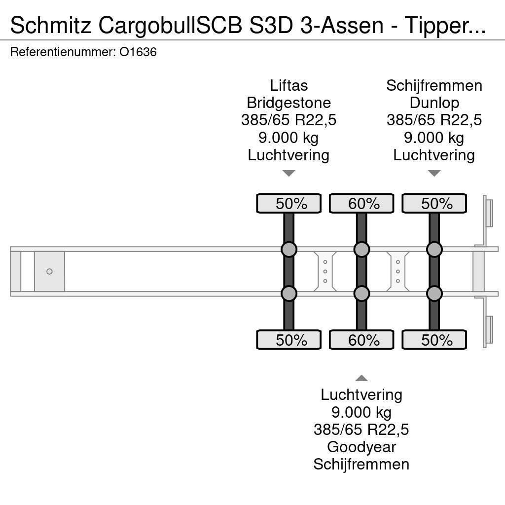 Schmitz Cargobull SCB S3D 3-Assen - Tipper 46m³ - Steel/Steel - Lift Damperli çekiciler