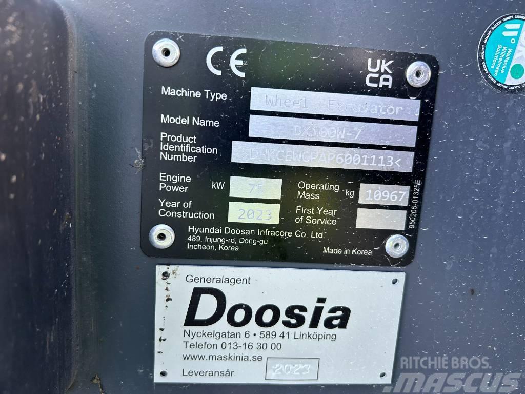 Doosan DX100W-7 Lastik tekerli ekskavatörler