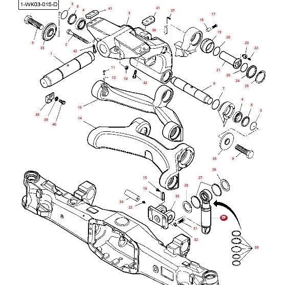 Massey Ferguson 8727 Front axle shock absorber cylinder 7700160101 Saseler