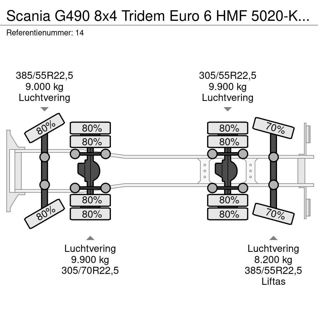 Scania G490 8x4 Tridem Euro 6 HMF 5020-K6 6 x Hydr. Jip 4 Yol-Arazi Tipi Vinçler (AT)