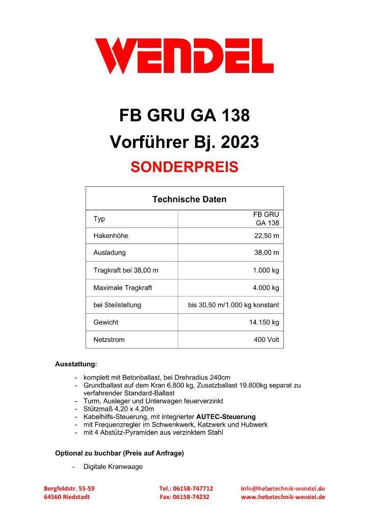 FB GRU GA 138 - Turmdrehkran - Baukran - Kran Kule vinçler