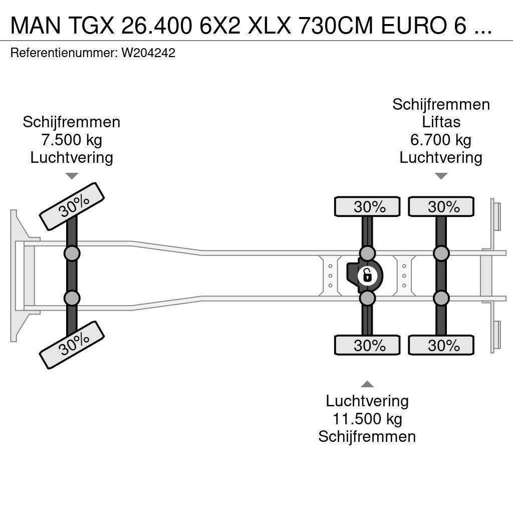 MAN TGX 26.400 6X2 XLX 730CM EURO 6 AHK NL Truck Çekiciler
