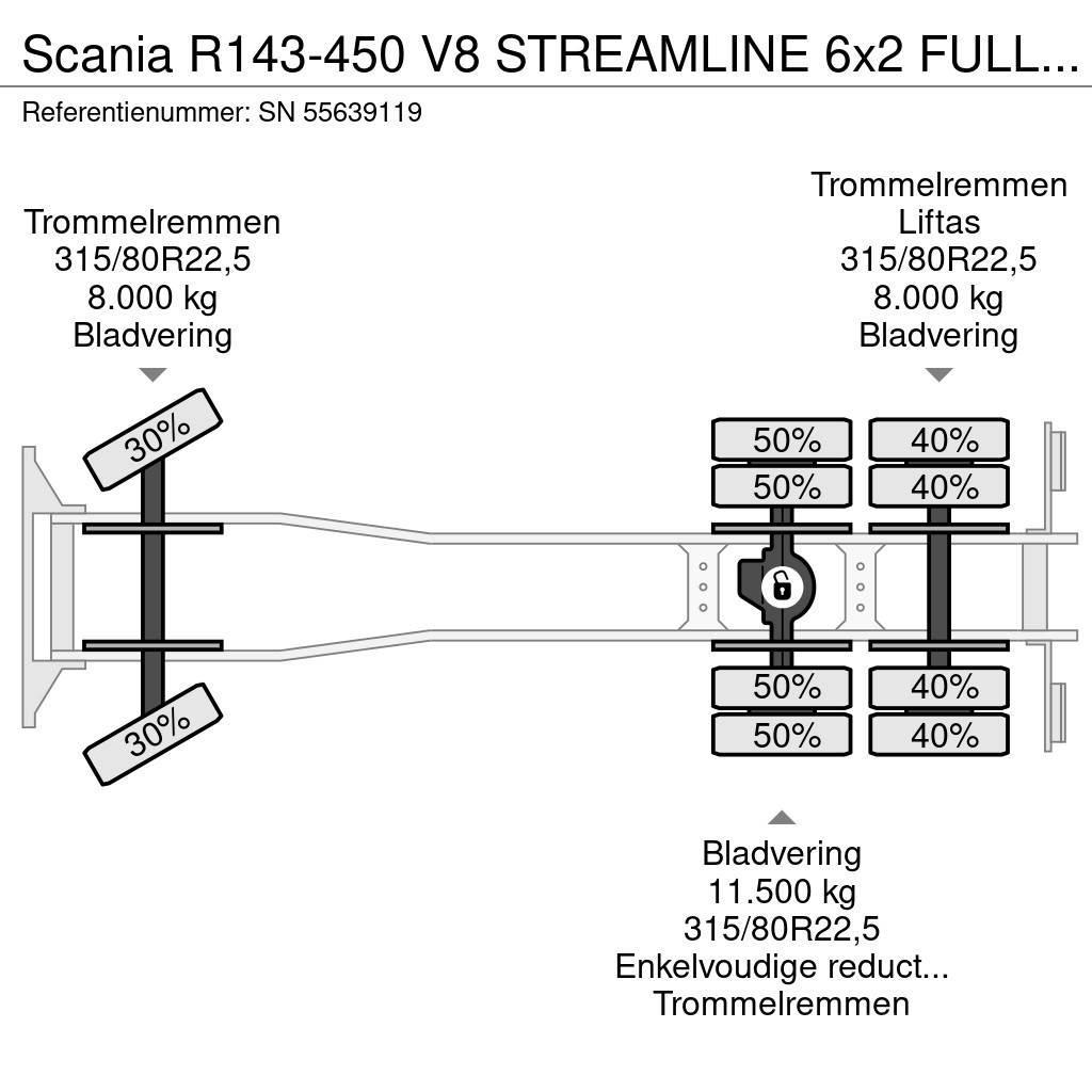 Scania R143-450 V8 STREAMLINE 6x2 FULL STEEL KIPPER (MANU Damperli kamyonlar