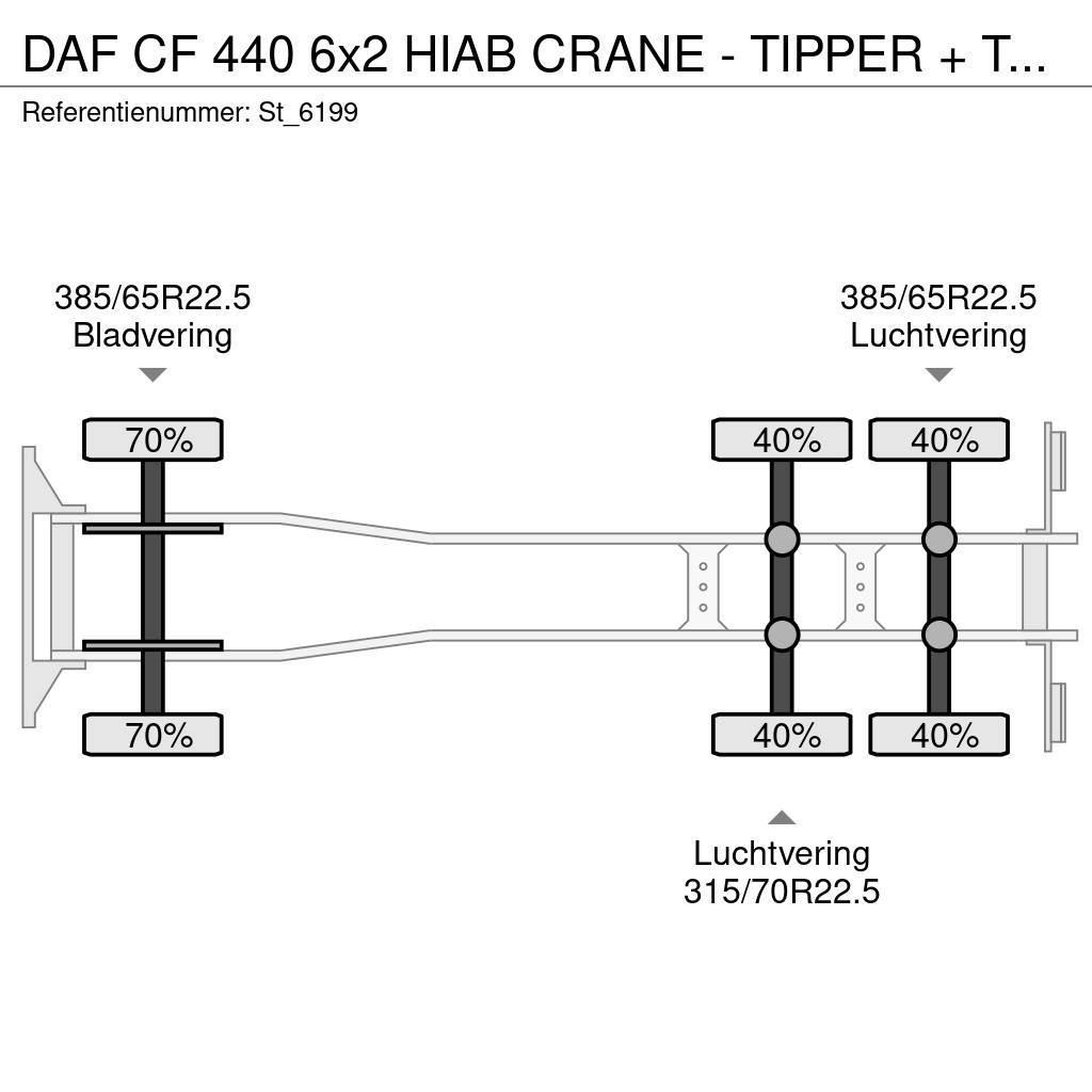 DAF CF 440 6x2 HIAB CRANE - TIPPER + TIPPER TRAILER Araç üzeri vinçler