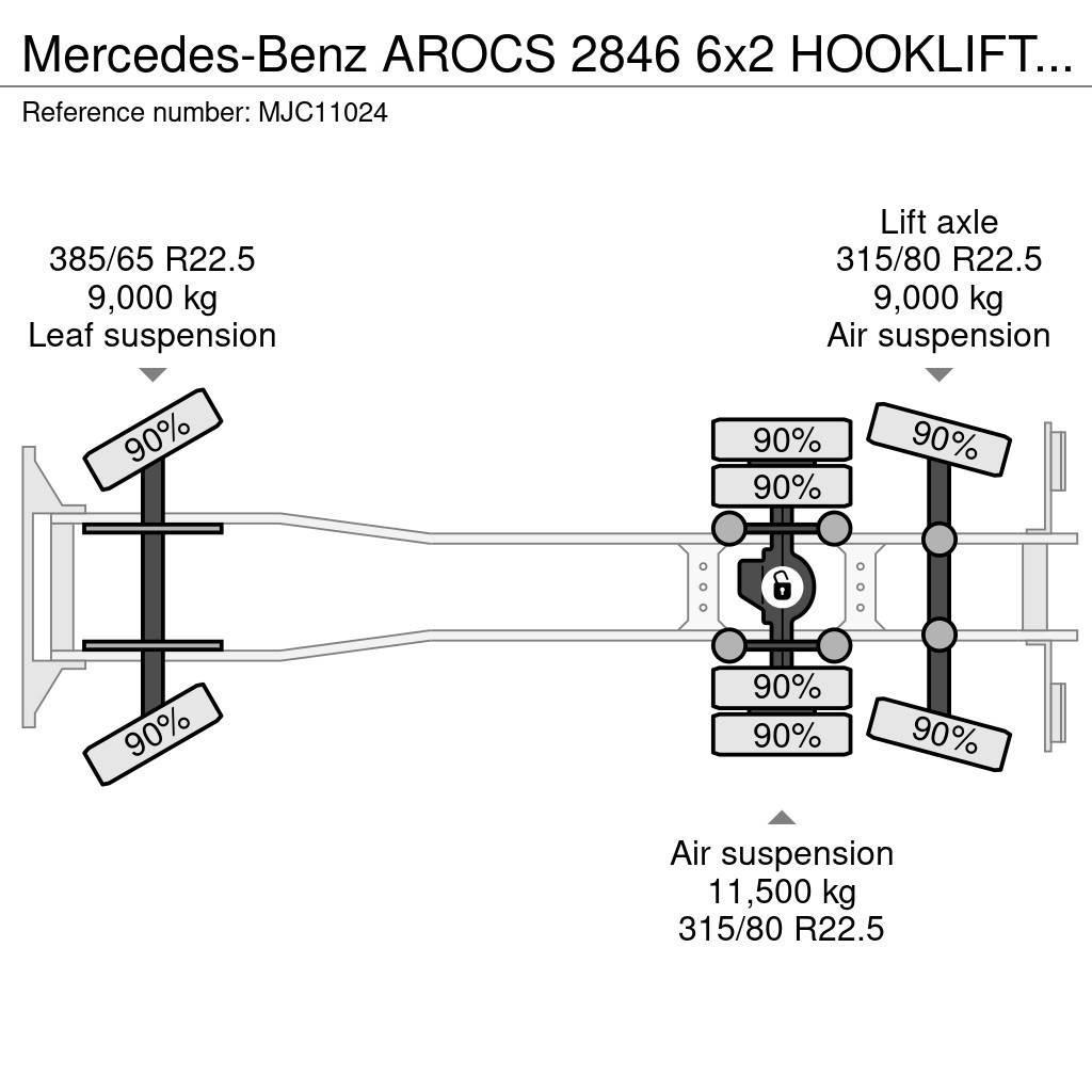 Mercedes-Benz AROCS 2846 6x2 HOOKLIFT + CRANE FASSI F255A (4x) - Römorklar, konteyner