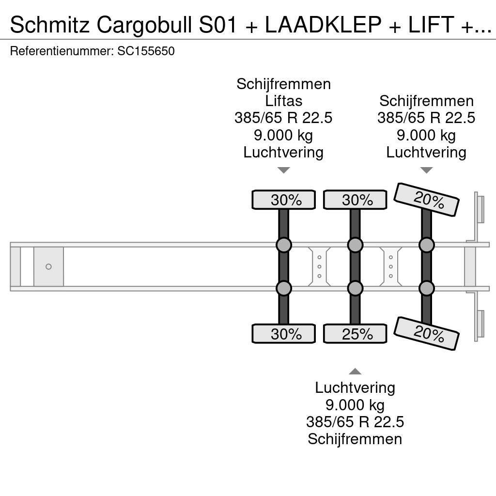 Schmitz Cargobull S01 + LAADKLEP + LIFT + STUURAS Perdeli yari çekiciler