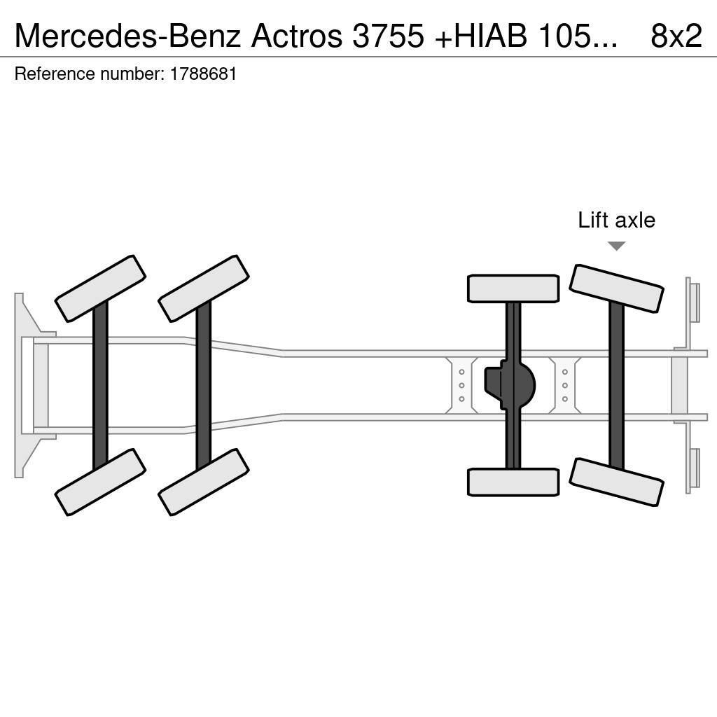 Mercedes-Benz Actros 3755 +HIAB 1055 EP-6 HIPRO KRAAN/KRAN/CRANE Araç üzeri vinçler