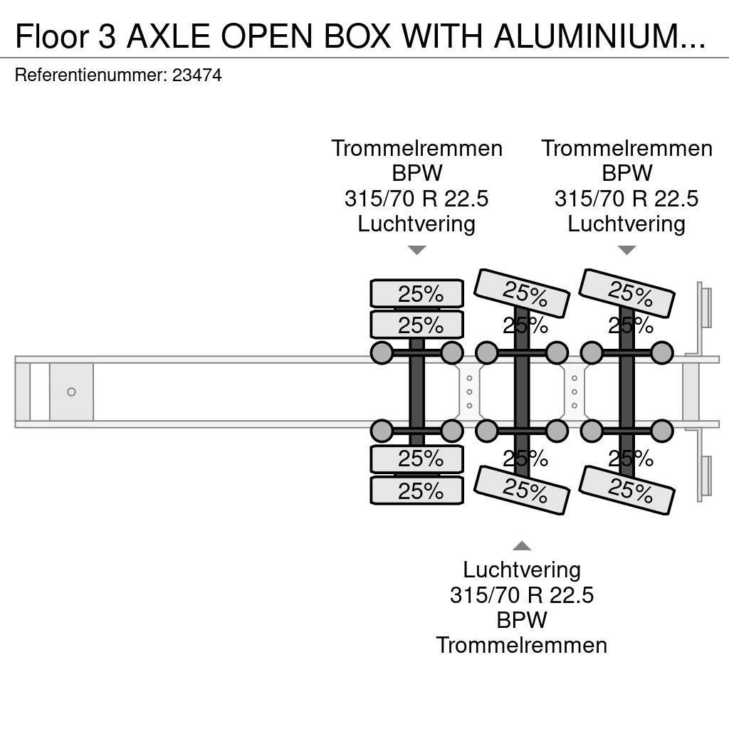 Floor 3 AXLE OPEN BOX WITH ALUMINIUM SIDE BOARDS Flatbed çekiciler