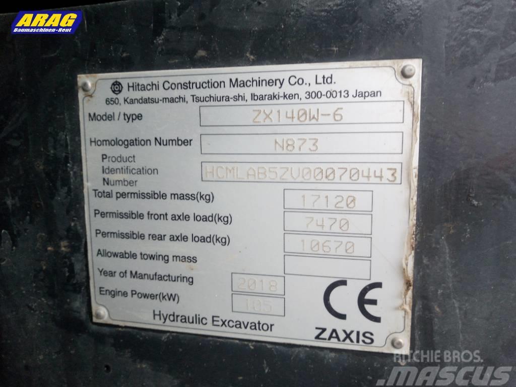 Hitachi ZX 140 W-6 Lastik tekerli ekskavatörler