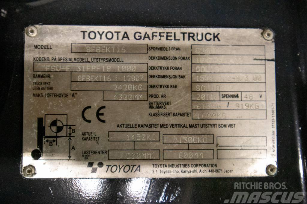 Toyota 8FBEKT16, välutrustad motviktstruck m nytt batteri Elektrikli forkliftler