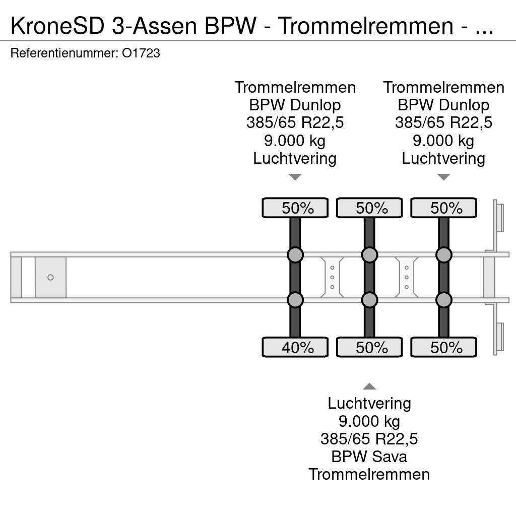 Krone SD 3-Assen BPW - Trommelremmen - Schuifzeilen/Schu Perdeli yari çekiciler